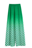 Checkerboard Wide-Leg Casual Pants