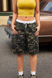 Camo Print Elastic Waist Casual Shorts