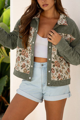 Retro Floral Patchwork Shirt Style Jacket
