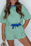 Stripe Trim Boxy Short Set