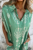 Printed Button-Front Casual Dress