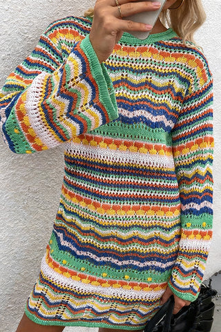 Multicolor Knit Sweater Dress