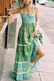 Patchwork Checkered Casual Maxi Dress