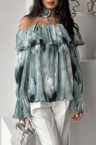 Off-Shoulder Ruffle Sleeve Blouse