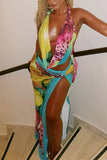 Tropical Print Halter Set