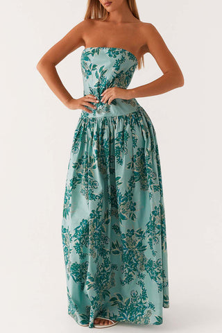 Strapless Floral Evening Gown