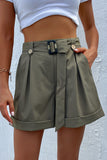 Belted Pleated Casual Shorts