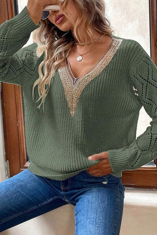 V-Neck Knit Casual Sweater