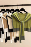 Elegant Contrast Trim Knit Shrug
