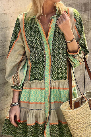 Patterned Bohemian Casual Dress