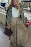 Floral Wide-Leg Casual Pants