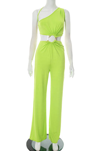 One-Shoulder Ring Detail Jumpsuit