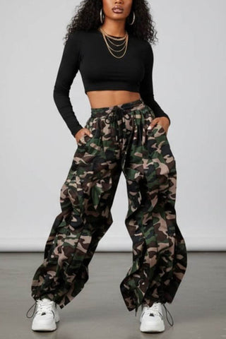 Artistic Flow Wide-Leg Casual Pants
