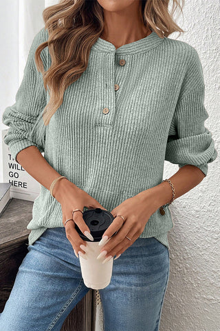 Ribbed Henley Sweater