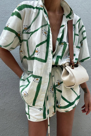 Geometric Shirt & Shorts Set
