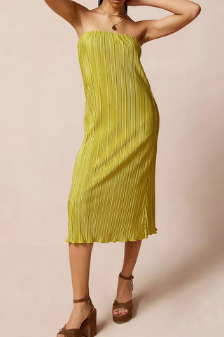 Ribbed Strapless Midi Dress