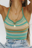 Striped Halter Neck Tank Top