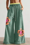 Floral Wide-Leg Casual Pants