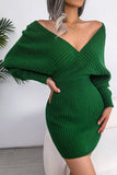 Ribbed V-Neck Knit Dress