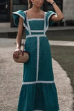 Striped Ruffle A-Line Dress