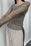 Mesh Overlay Long-Sleeve Top