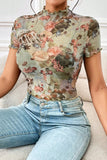 Artistic Print High Neck T-Shirt