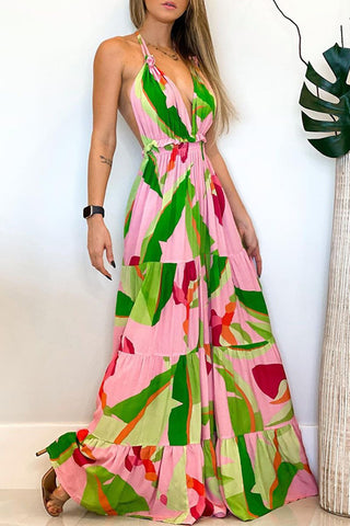 Halter Neck Tiered Maxi Dress
