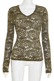 Lace V-Neck Long Sleeve Top