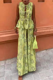 Smocked Tie-Front Top with Leaf Design