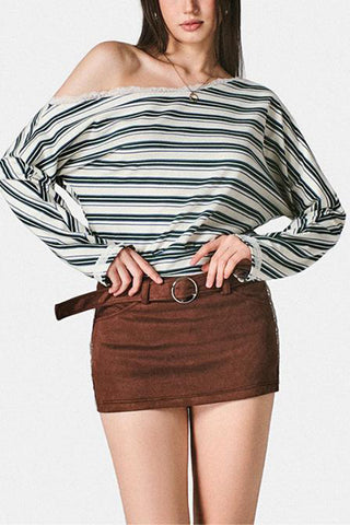 Off-Shoulder Striped Blouse