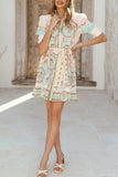 Belted Print Casual Dress