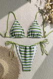 Striped Triangle Bikini Set