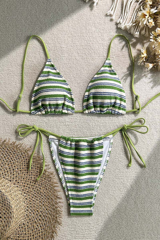 Striped Triangle Bikini Set