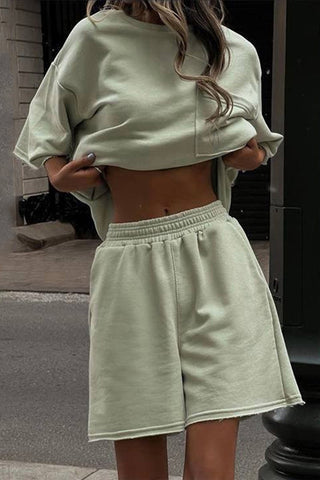 Relaxed Fit Short Set With Pocket Detail