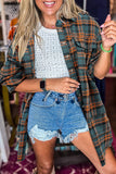 Plaid Long-Sleeve Distressed Shirt