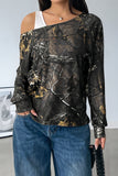 Asymmetric Long Sleeve Graphic Tee