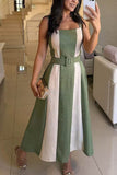 Striped Belted Midi Dress