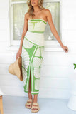 Strapless Skirt Set with Bold Print