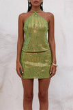 Halter-Neck Sequin Skirt Set