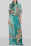 Floral Print Button-Front Pants Set