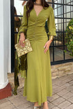 Ruched Long Sleeve Casual Dress
