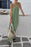 Sleeveless Twist-Neck Maxi Dress