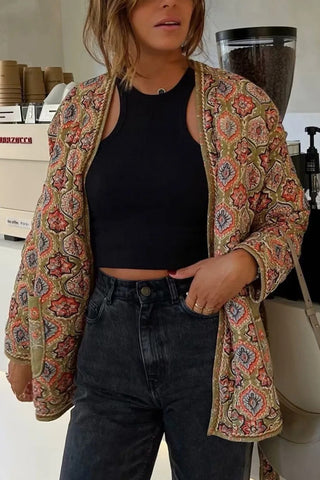 Patterned Open-Front Coat