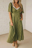 Polka Dot Print Smocked Dress