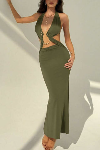 Cutout Halter Maxi Dress