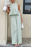 Gingham Peplum Pants Set
