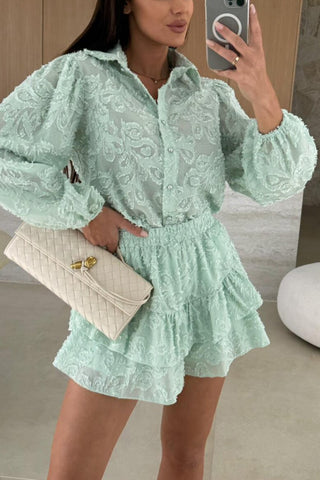 Lace Blouse & Shorts Set