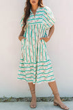 Striped Puff Sleeve Midi Dress