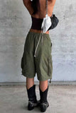 Lace-Up Waist Cargo Shorts