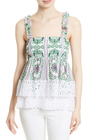 Ruffle Strap Floral Tank Top